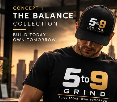 The Balance collection bold white and gold 5to9 GRIND design