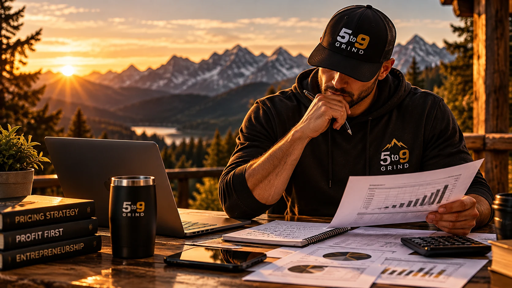 Business owner working through receipts, expenses, and cash-flow projections
