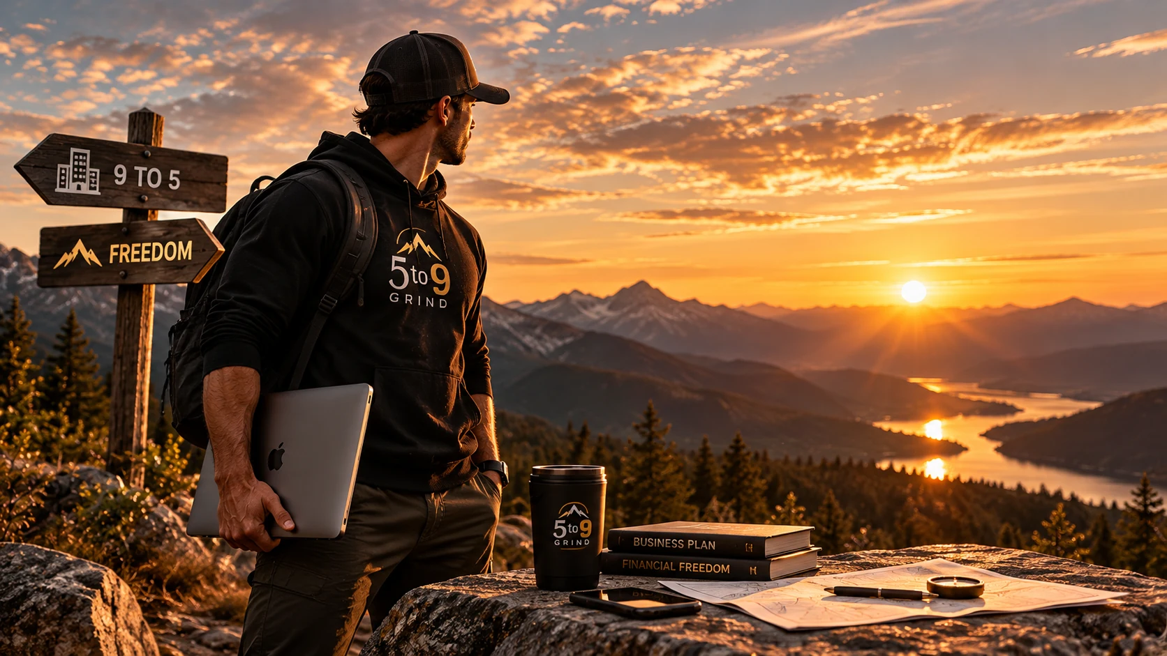 Entrepreneur contemplating the path from traditional employment to financial freedom